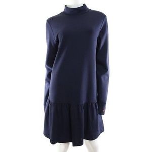Love Moschino Navy Knit Dress Drop Mock Neck